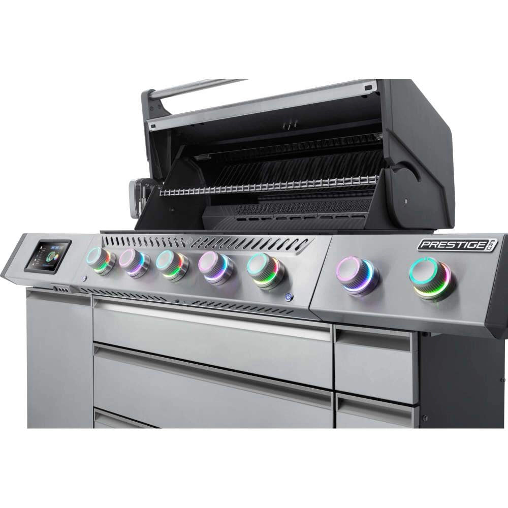 Napoleon Prestige PRO 665 Connected Gasgrill inkl. Drehspieß & elektrischer Räucherbox, Grillrost aus, Detailansicht 2