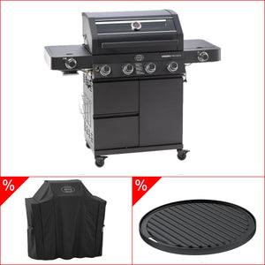 Rösle Videro Pro G4-S Vario+ 50mbar inkl. GRATIS Abdeckhaube und Grillplatte, rund, Grillbundle
