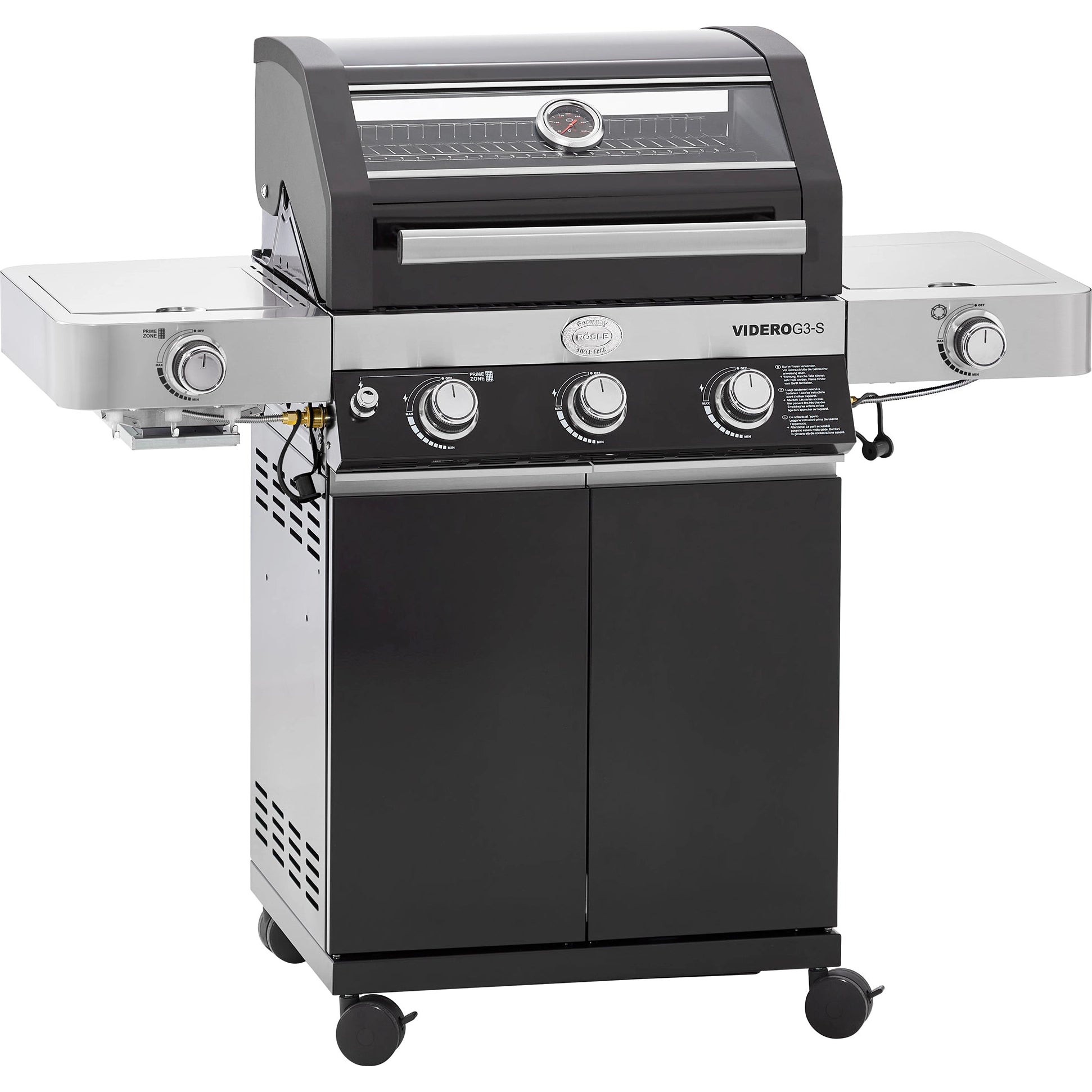 Rösle Videro G3-S Vario+ 50mbar, Grillrost aus Gusseisen, für 1 - 8 Personen
