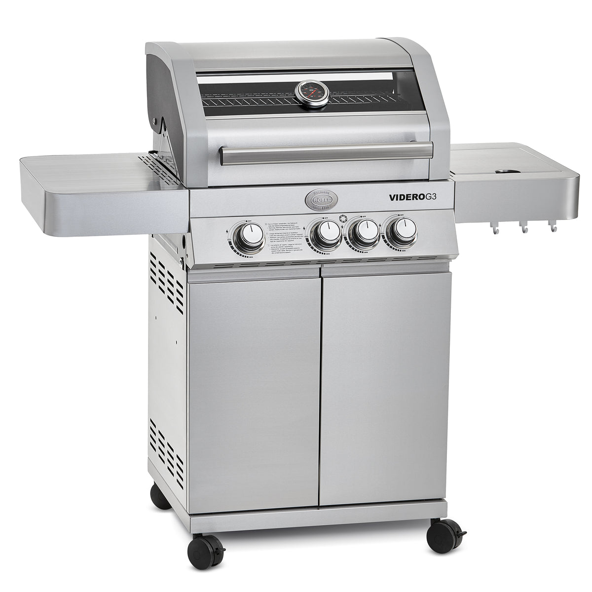 Rösle VIDERO G3 Edelstahl 50 mbar, Grillrost aus Gusseisen, für 1 - 8 Personen