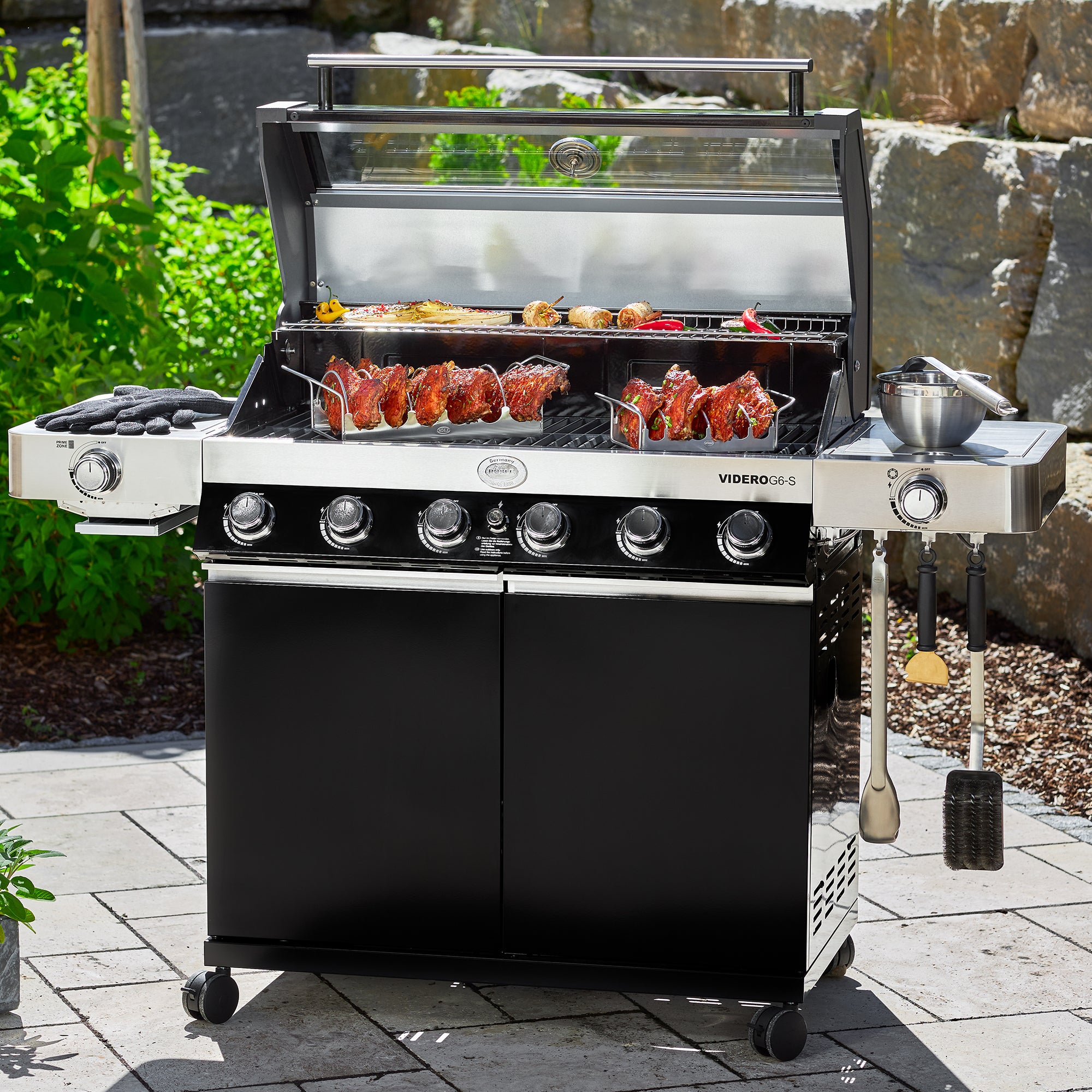 Rösle VIDERO G6-S Vario+ schwarz 50 mbar, Grillrost aus Gusseisen, für 1 - 20 Personen, Detailansicht 9