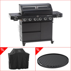 Rösle Videro Pro G6-S Vario+ 50mbar inkl. GRATIS Abdeckhaube und Grillplatte, rund, Grillbundle