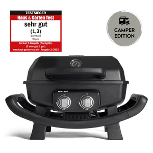 Burnhard WAYNE Balkongrill 2-Brenner Camper Edition, Grillrost aus Gusseisen, Detailansicht 1