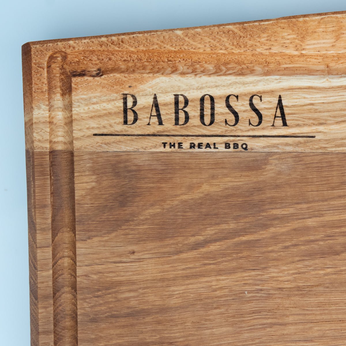 BABOSSA| Eichen Schneidebrett L| Naturkante| Saftrille| 44, 5x35x4, 5 cm, Holzbrett, Detailansicht 2