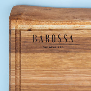 BABOSSA| Eichen Schneidebrett XL| Naturkante| Saftrille| 70x40x6 cm, Holzbrett, Detailansicht 1