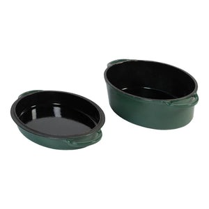 Big Green Egg Dutch Oven, Grün Oval 117670 mit geöffnetem Deckel