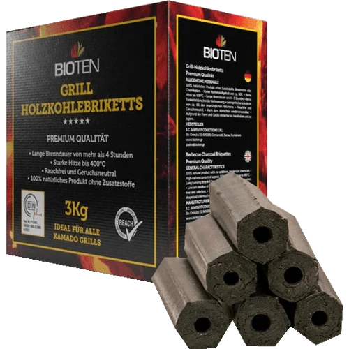 Bioten Holzkohlebriketts, 3kg, Grillzubehör