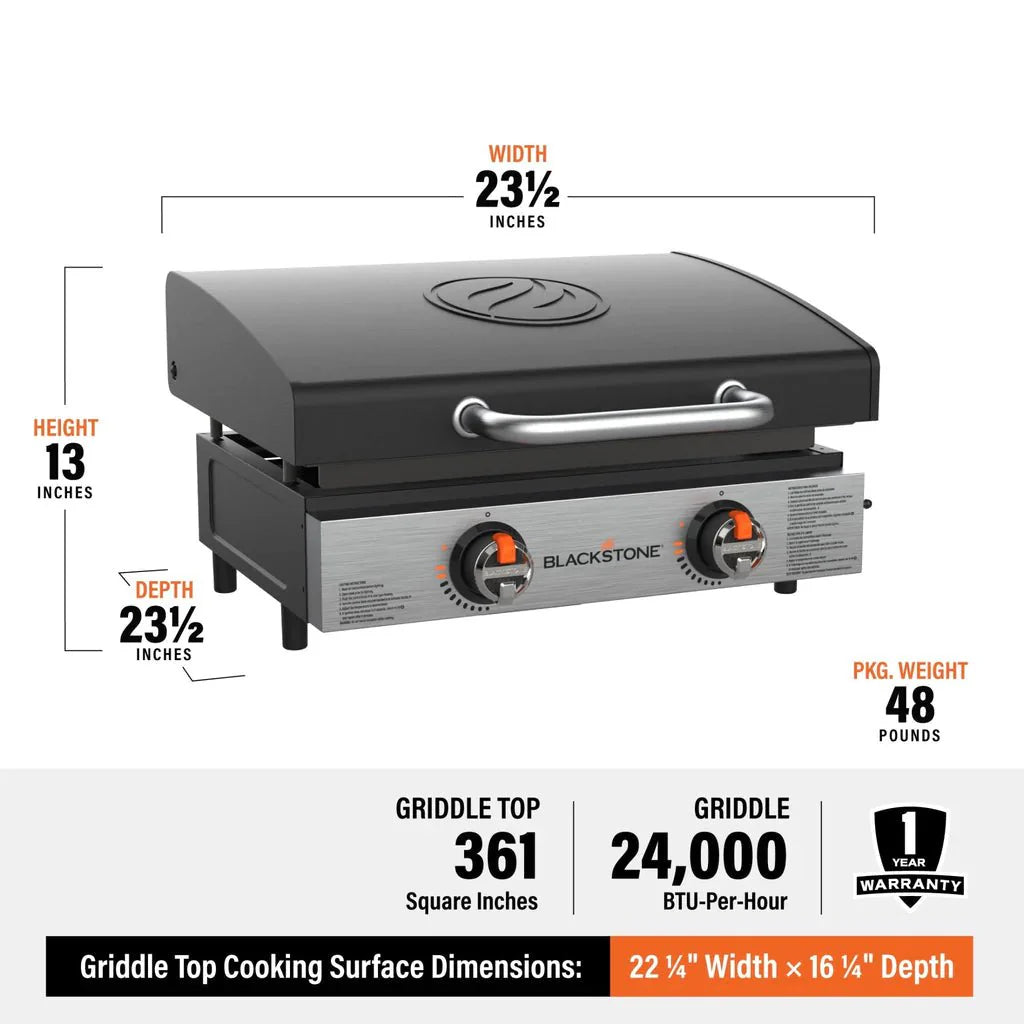 Blackstone 22″ Griddle Tischgrill mit 2 Brennern inkl. Deckel, für 1 - 5 Personen, Detailansicht 2