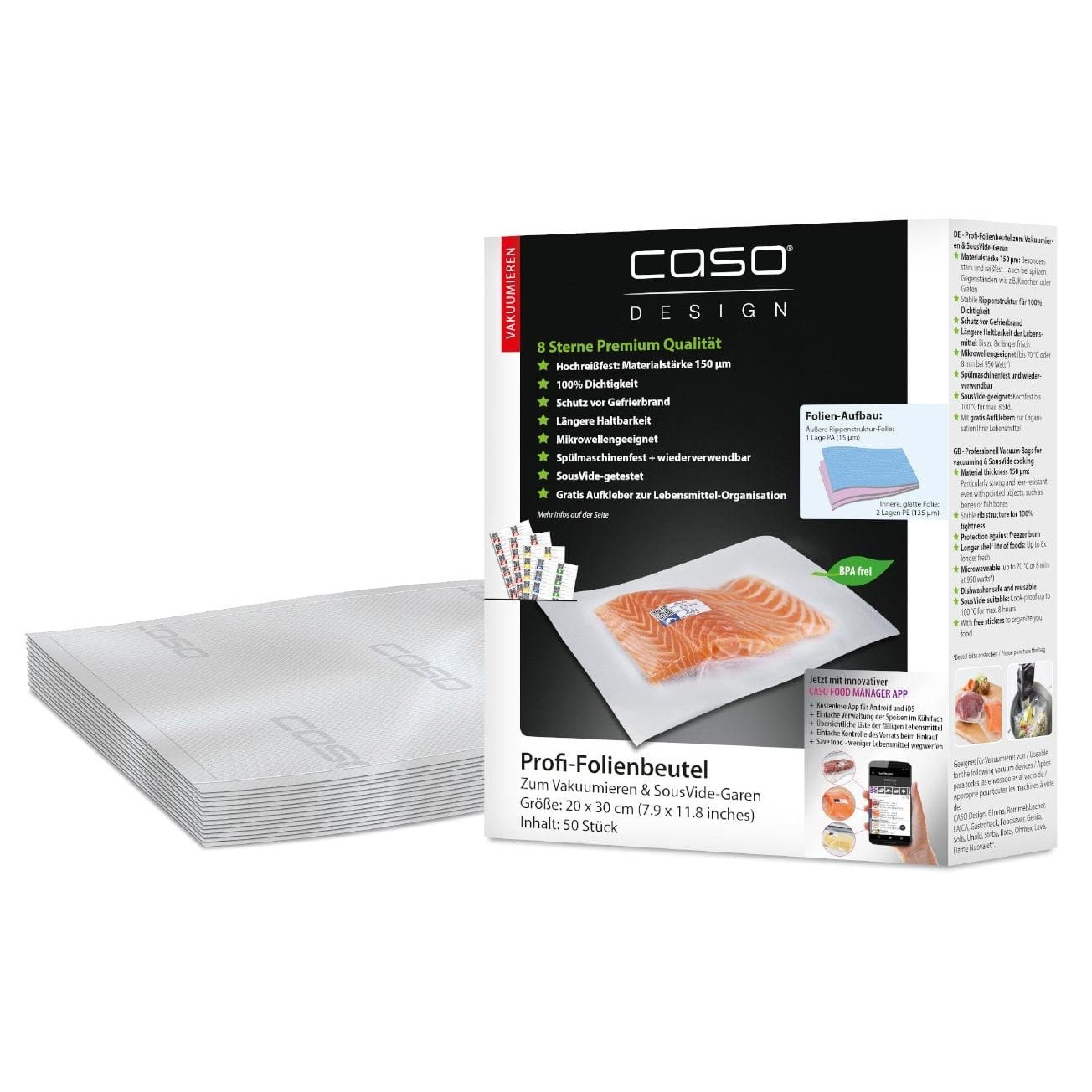Caso Design Folienbeutel, 20x30cm 50Stk.