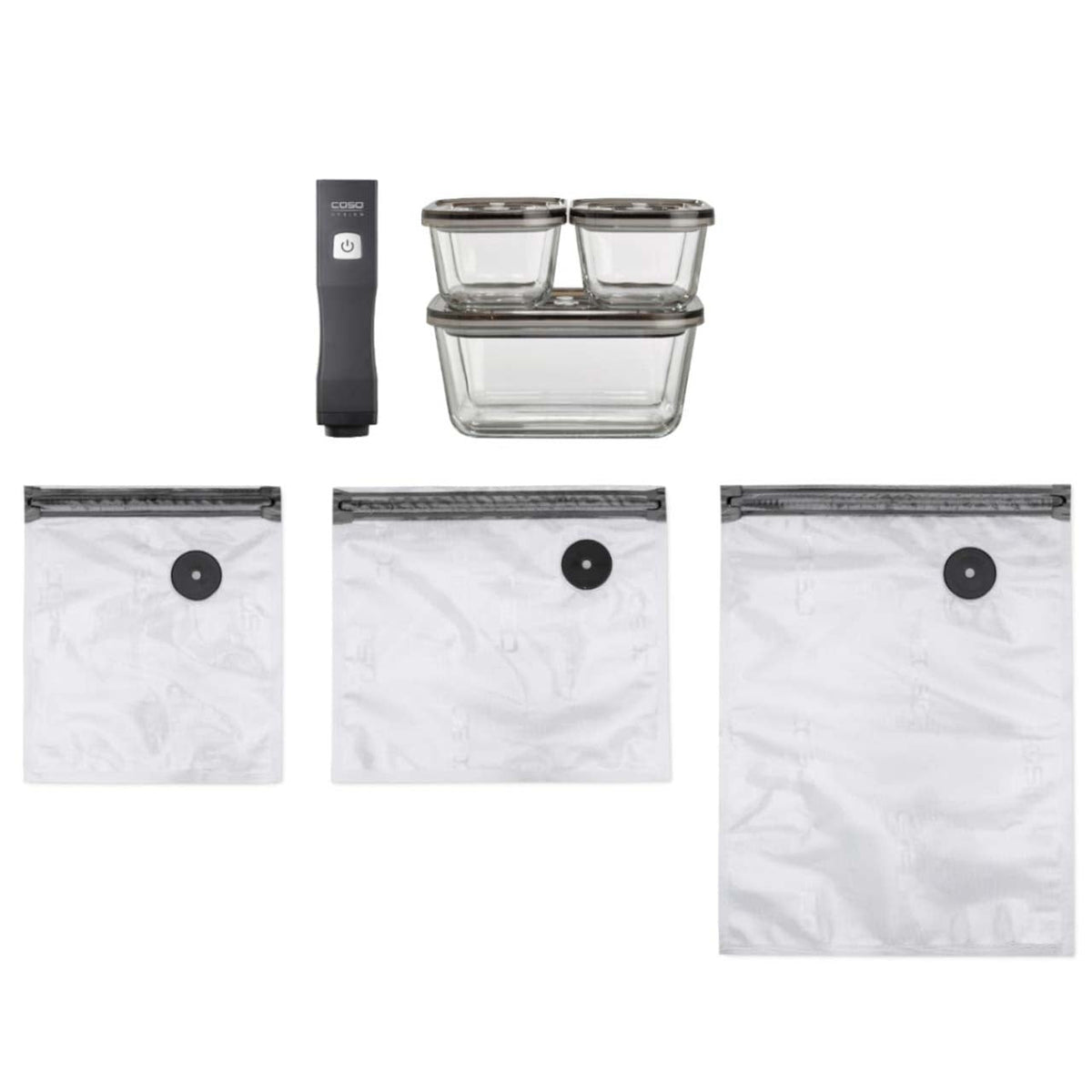 CASO Vacu OneTouch Eco-Set Akku-Handvakuumierer mit Glasbehältern & ZIP-Beuteln - Ansicht 2