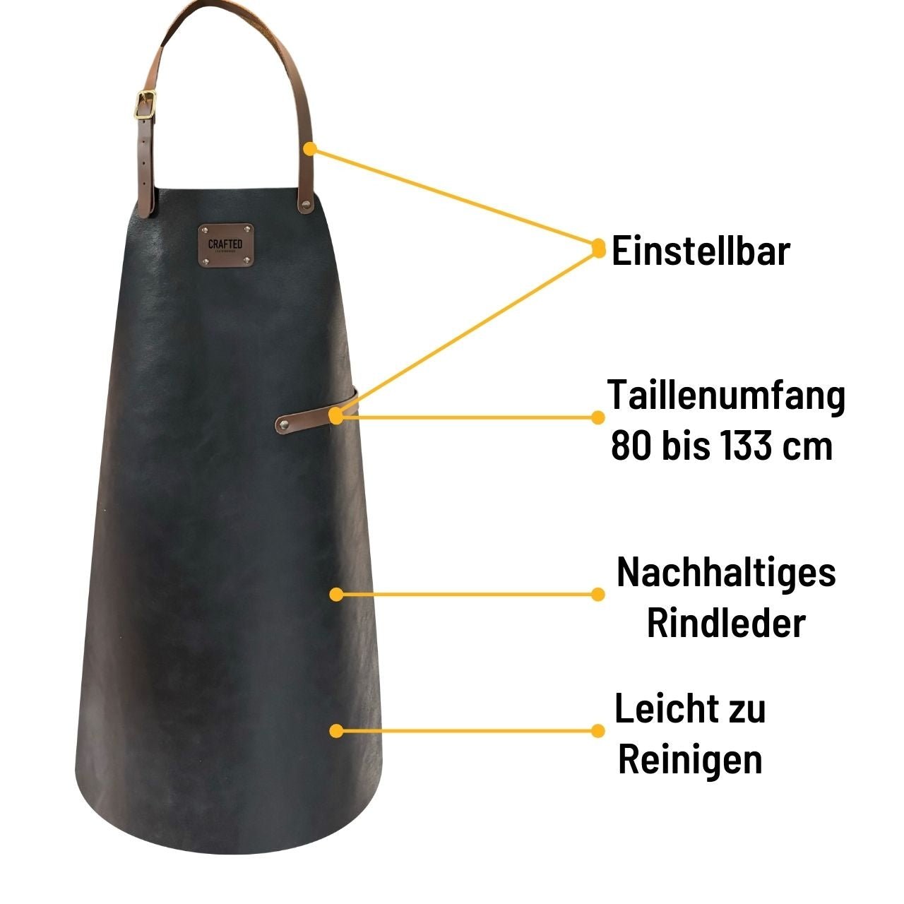 crafted Lederschürze, Schwarz, Detailansicht 1