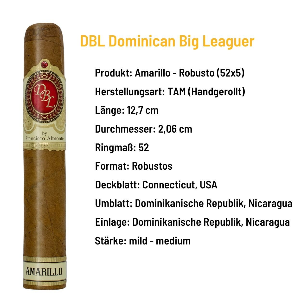 Pasionpuro DBL Dominican Big Leaguer - Amarillo Robusto - Dominikanische Republik, Detailansicht 1