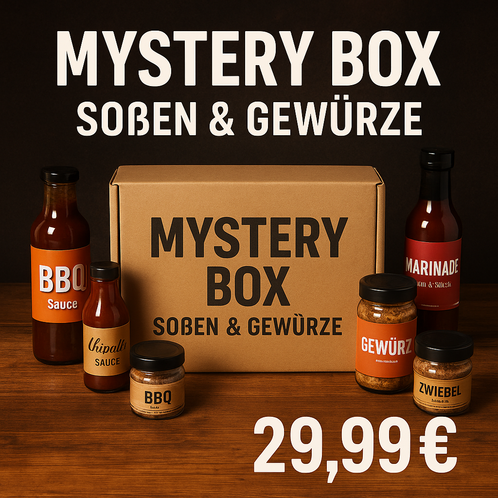 Grillgoods Mystery Box – Soßen & Gewürze im Wert von 60€ (MHD-Ware), Lebensmittel