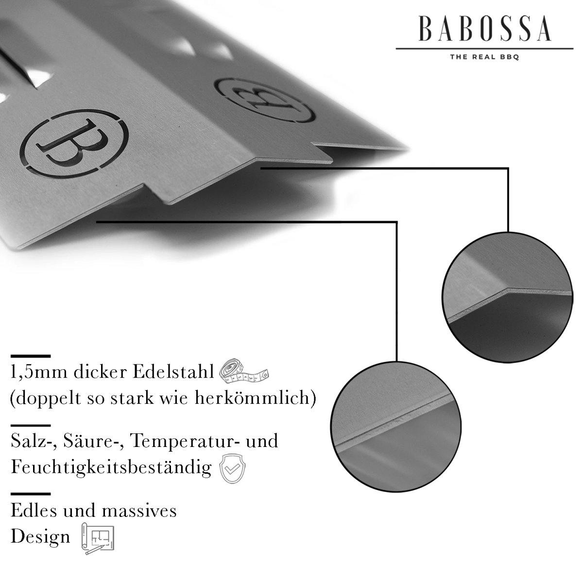 BABOSSA Flammschutzblech, Burnhard Earl, Grillzubehör, Detailansicht 2