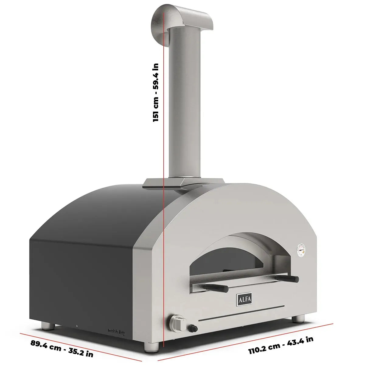 Alfa Forni Futuro 4 Pizze, Gas/ Hybrid, Silber Schwarz, Pizzaofen, Detailansicht 1