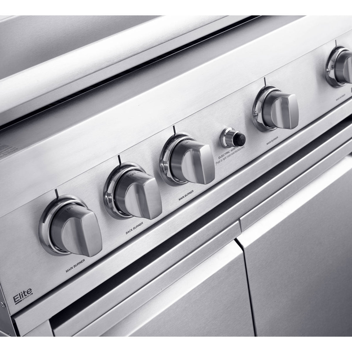 Grandhall Elite G4 Gasgrill mit Trolley, 4 Brenner + Wokbrenner, Edelstahl - Ansicht 4