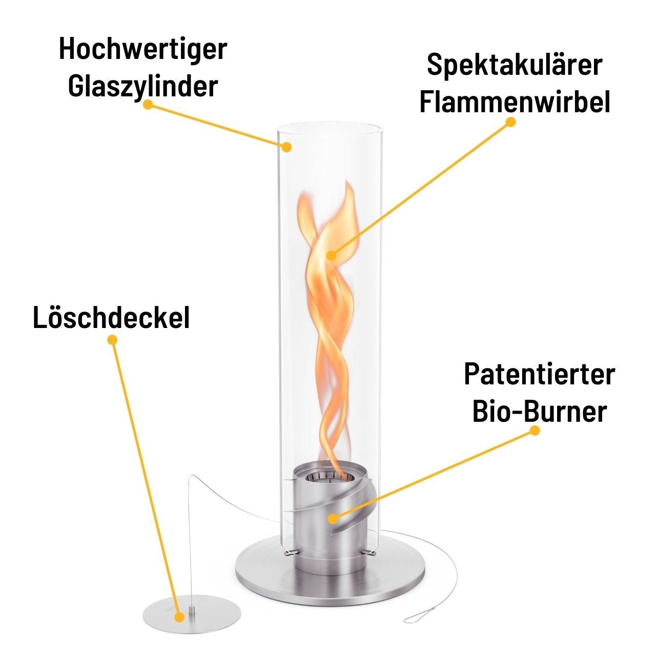 Höfats Spin 1200 Tischfeuer silber, Detailansicht 2