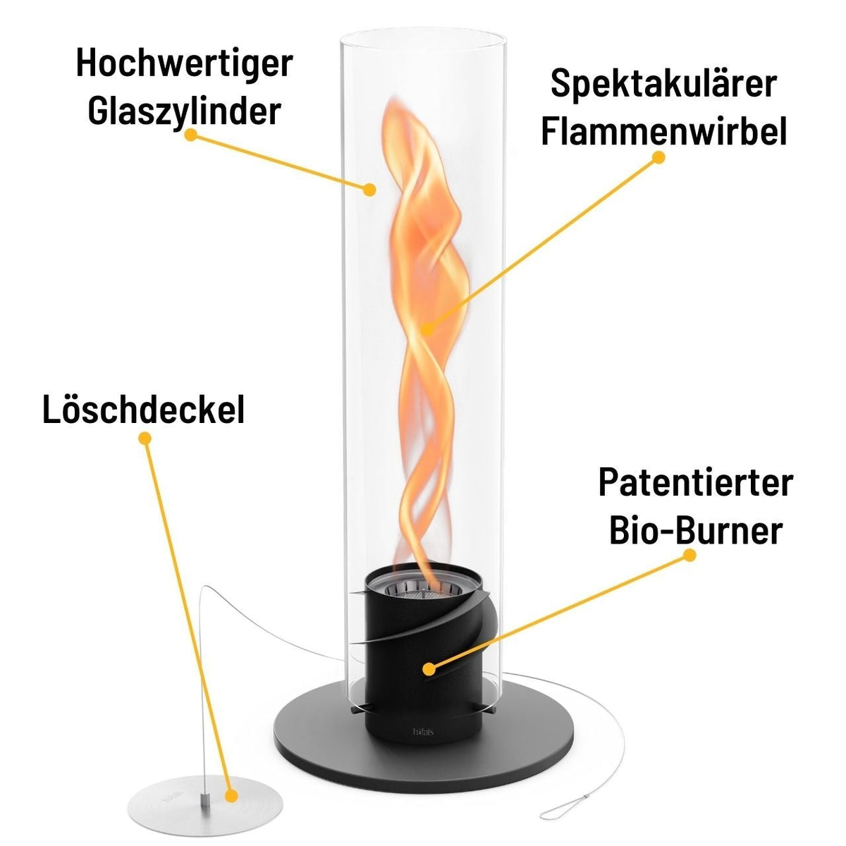 Höfats Spin 1500 Tischfeuer schwarz, Detailansicht 2