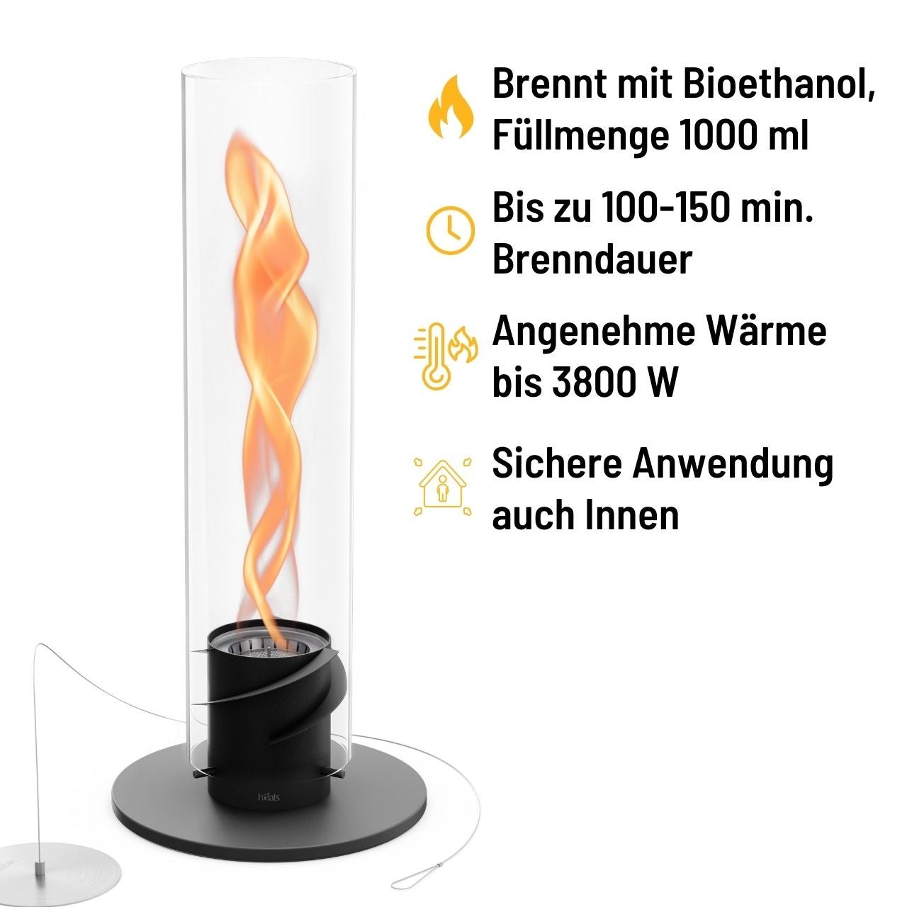 Höfats Spin 1500 Tischfeuer schwarz, Detailansicht 1