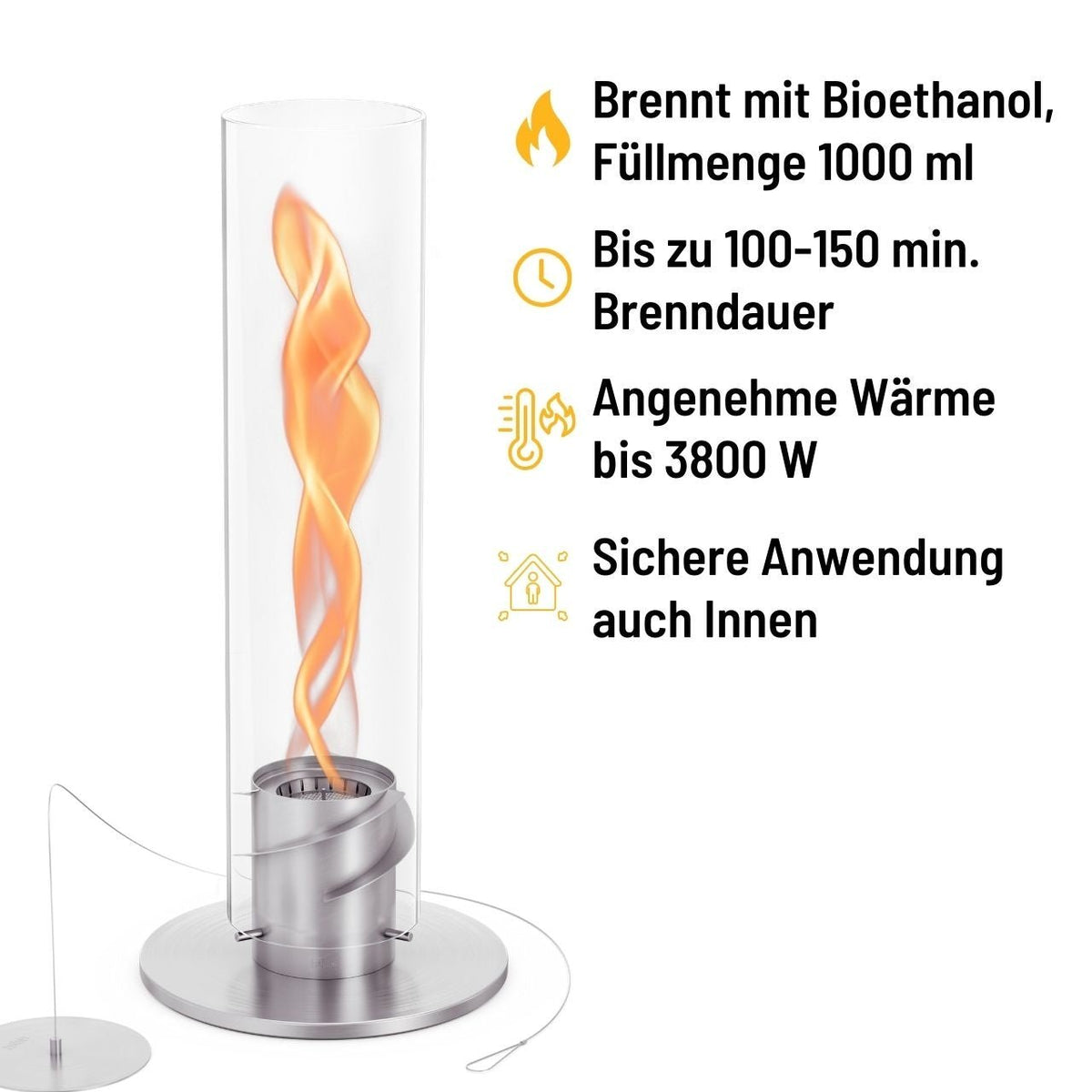 Höfats Spin 1500 Tischfeuer silber, Detailansicht 1