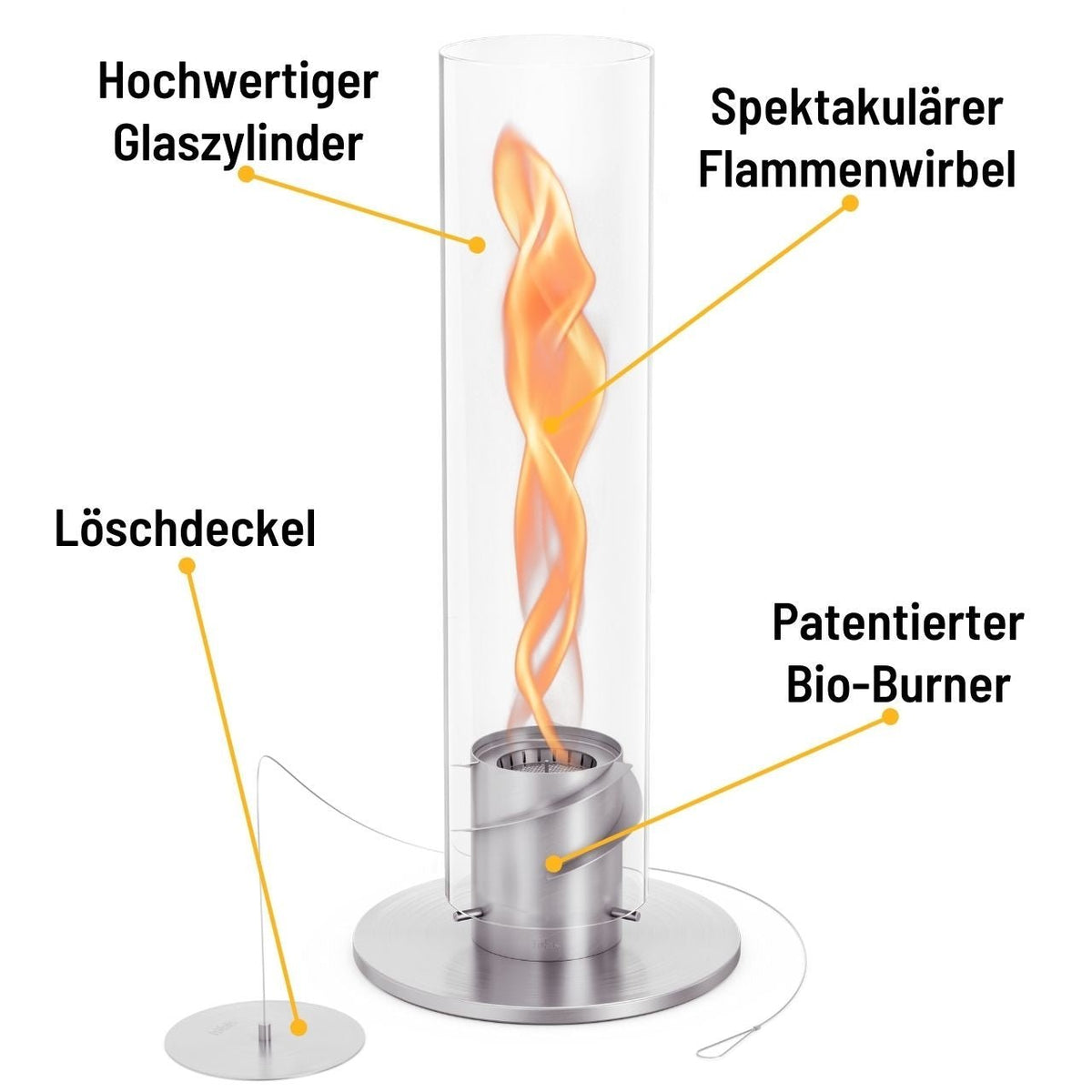 Höfats Spin 1500 Tischfeuer silber, Detailansicht 2