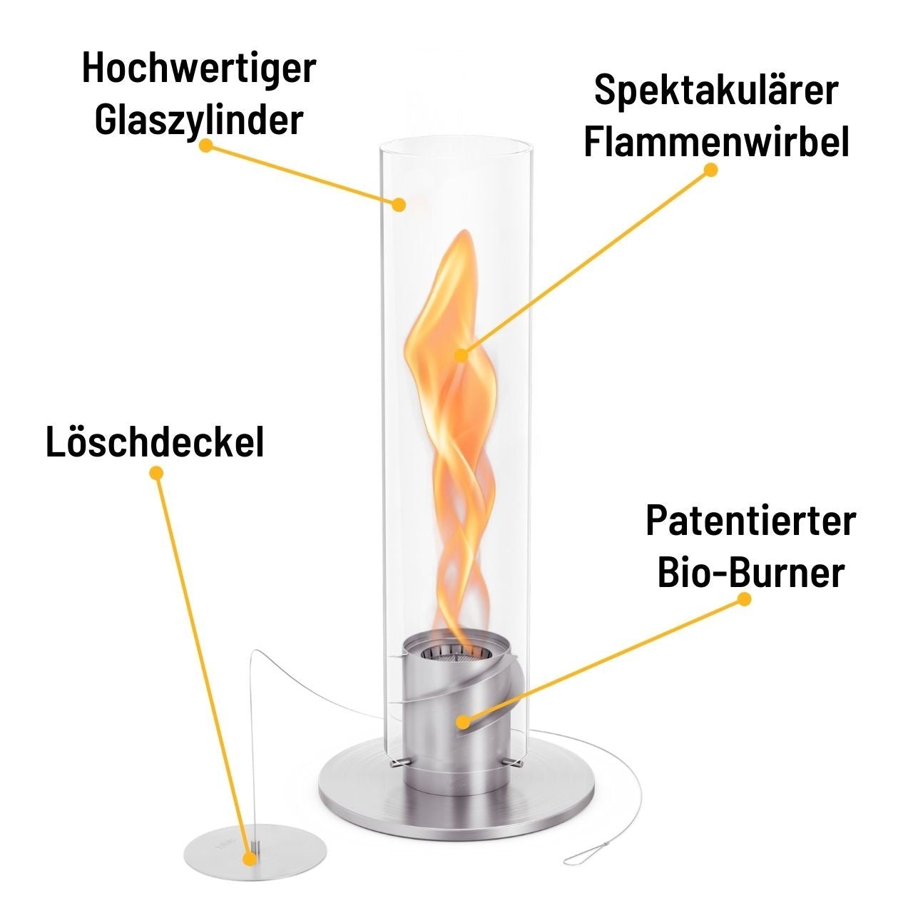 Höfats Spin 900 Tischfeuer silber, Detailansicht 2
