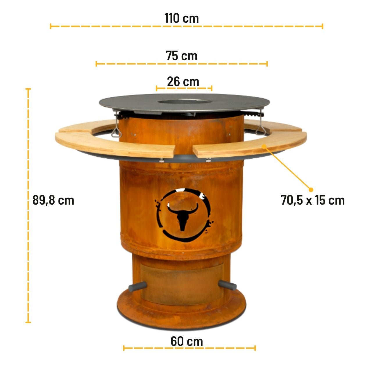 Moesta Bandit FirePlace inkl. Bambus Ablagen & BBQ-Disk, Detailansicht 2