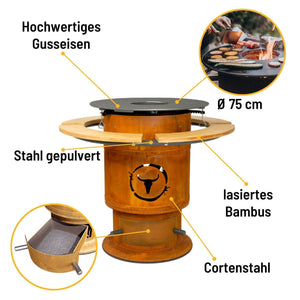 Moesta Bandit FirePlace inkl. Bambus Ablagen & BBQ-Disk, Detailansicht 1