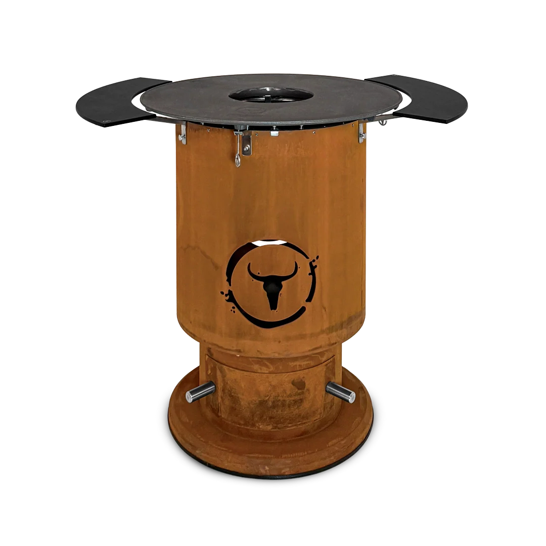 Moesta Bandit 2.0 corten - inkl. BBQ Disk + 2 Ablagen oben schwarz, für 1 - x Personen