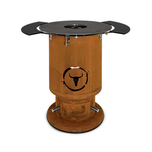 Moesta Bandit 2.0 corten - inkl. BBQ Disk + 2 Ablagen oben schwarz, für 1 - x Personen