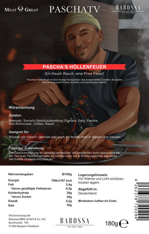 BABOSSA Pascha´s Höllenfeuer| Höllenfeuer Gewürz| PaschaTV| 180g Beutel