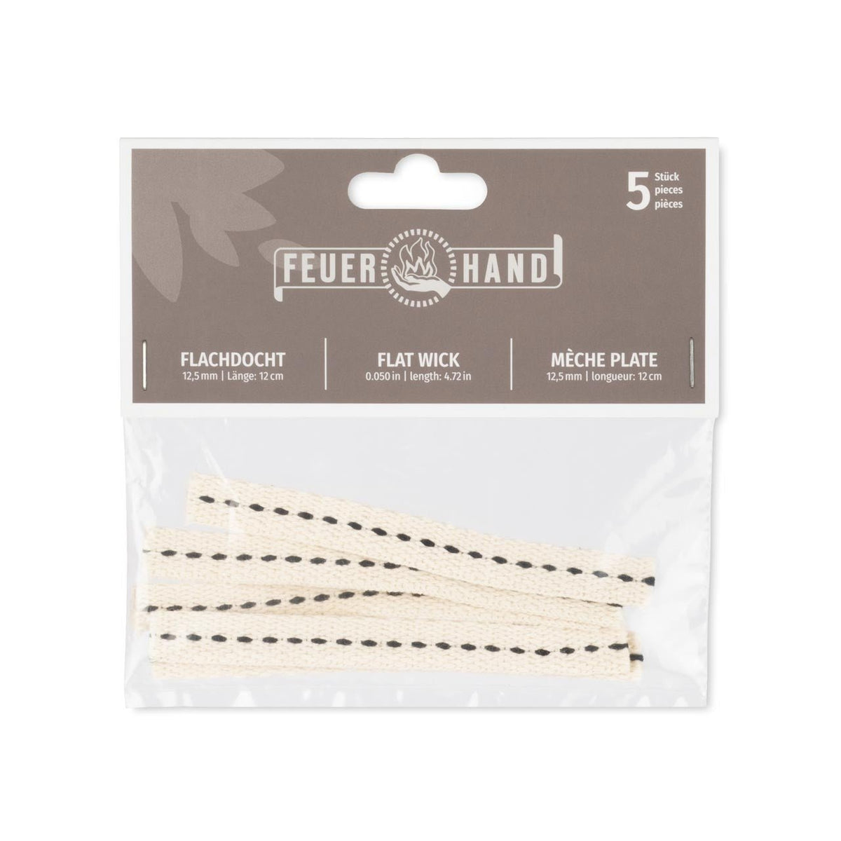 Feuerhand Flachdocht 12, 5 mm x 12 cm, 5 Stk., Campingzubehör
