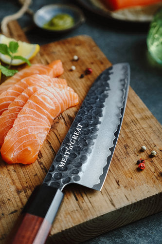 Meat 'n' Great Babossa "Carbonstahl" Santoku, Messer, Detailansicht 3