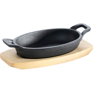 ALL'GRILL ALL’GRILL Gusseisenpfanne, mit Holzuntersetzer oval, Grillzubehör