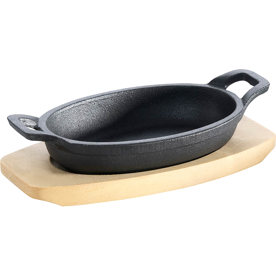 ALL'GRILL ALL’GRILL Gusseisenpfanne, mit Holzuntersetzer oval, Grillzubehör