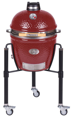 Monolith Junior Pro 2.0, Rot, Grillrost aus Edelstahl, für 1 - 8 Personen