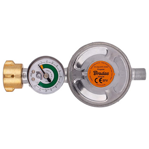 Bradas Gasdruckregler mit Manometer, 50mbar 1.5kg/ h, Grillzubehör