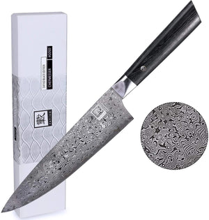 Zayiko Damast Chefmesser, "Black"-Serie, Messer