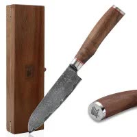 Zayiko Damast kleines Santokumesser, "Kurumi"-Serie, Messer