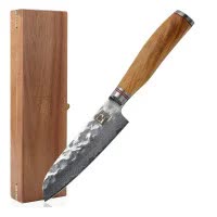 Zayiko Damast kleines Santokumesser, "Olive"-Serie, Messer