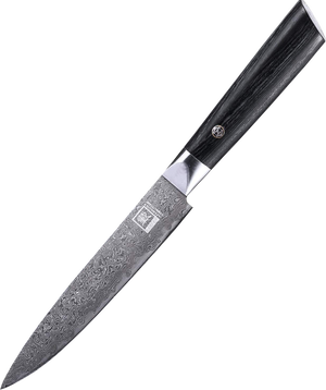 Zayiko Damast Allzweckmesser, "Black"-Serie, Messer, Detailansicht 1