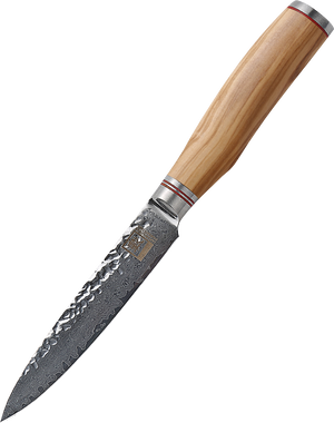 Zayiko Damast Allzweckmesser, "Olive"-Serie, Messer, Detailansicht 1