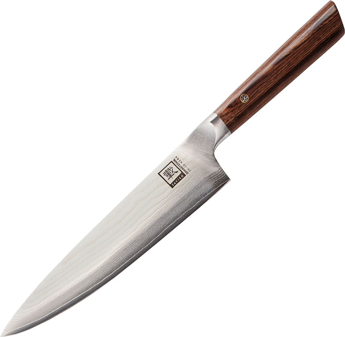 Zayiko Damast Chefmesser, "Kasshoku"-Serie, Messer, Detailansicht 1