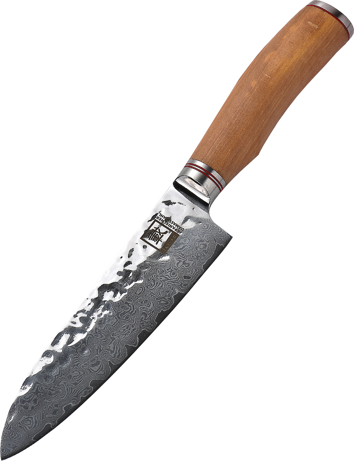 Zayiko Damast Santokumesser, "Olive"-Serie, Messer, Detailansicht 1