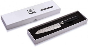 Zayiko Damast kleines Santokumesser, "Black"-Serie, Messer