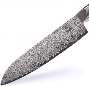 Zayiko Damast kleines Santokumesser, "Black"-Serie, Messer, Detailansicht 1