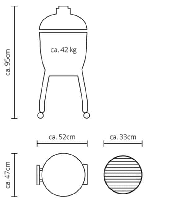 Monolith Junior Pro 2.0, Rot, Grillrost aus Edelstahl, für 1 - 8 Personen, Detailansicht 4